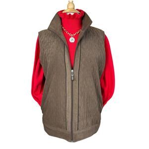 Allison Daley Women's Brown Quilted Vest Full Zip-Up with Pockets Size 16P
